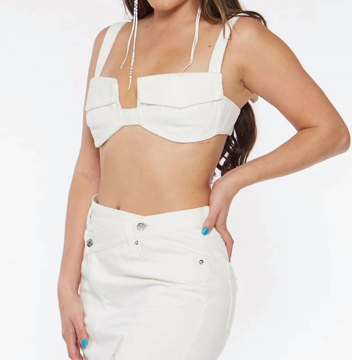 Circular Path - Pocket Denim Bikini Top