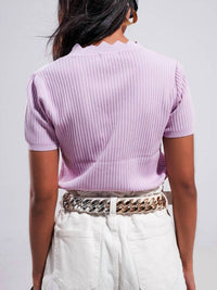 Q2 - Ribbed V Neck Top