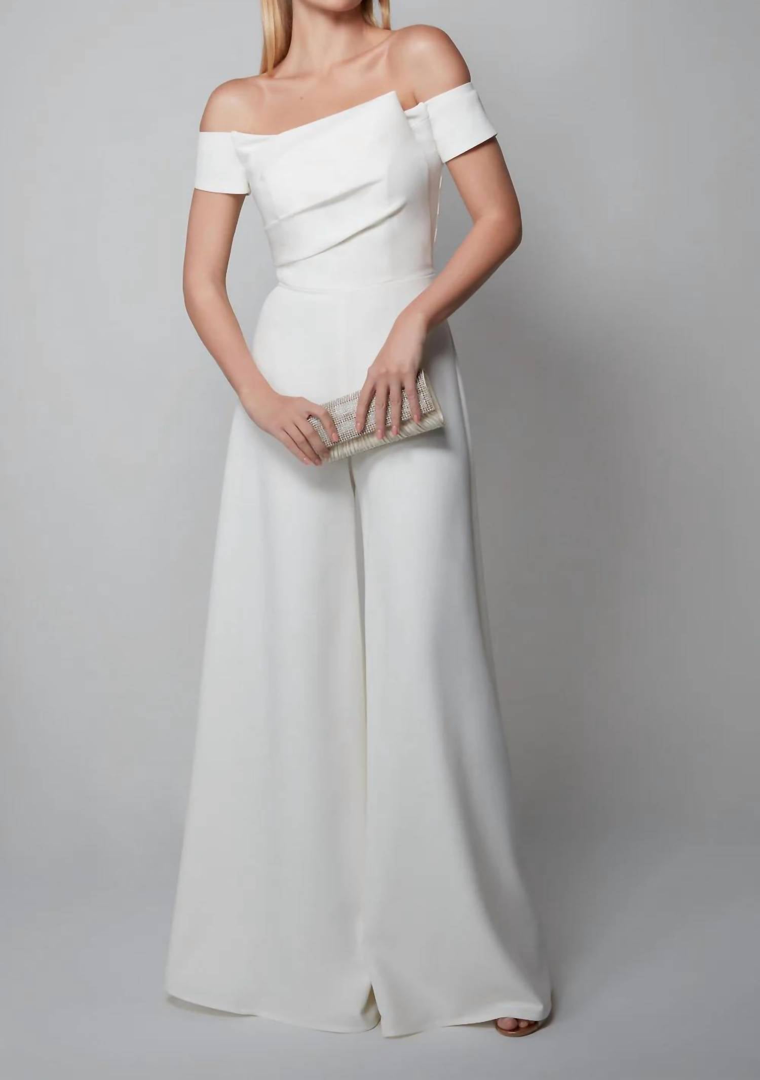Alyce Paris - Bridal Off The Shoulder Neckline Jumpsuit