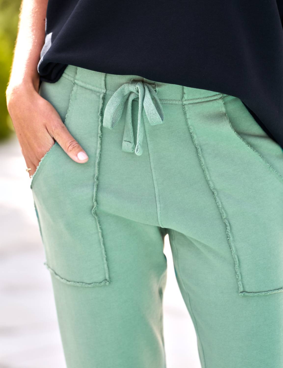 Frank & Eileen Eamon Mid-rise Jogger in moss - women's pants - view 4
