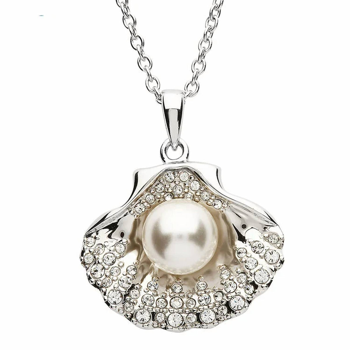 Shanore - Women's Shell Necklace With Pearl & Swarovski Crystals