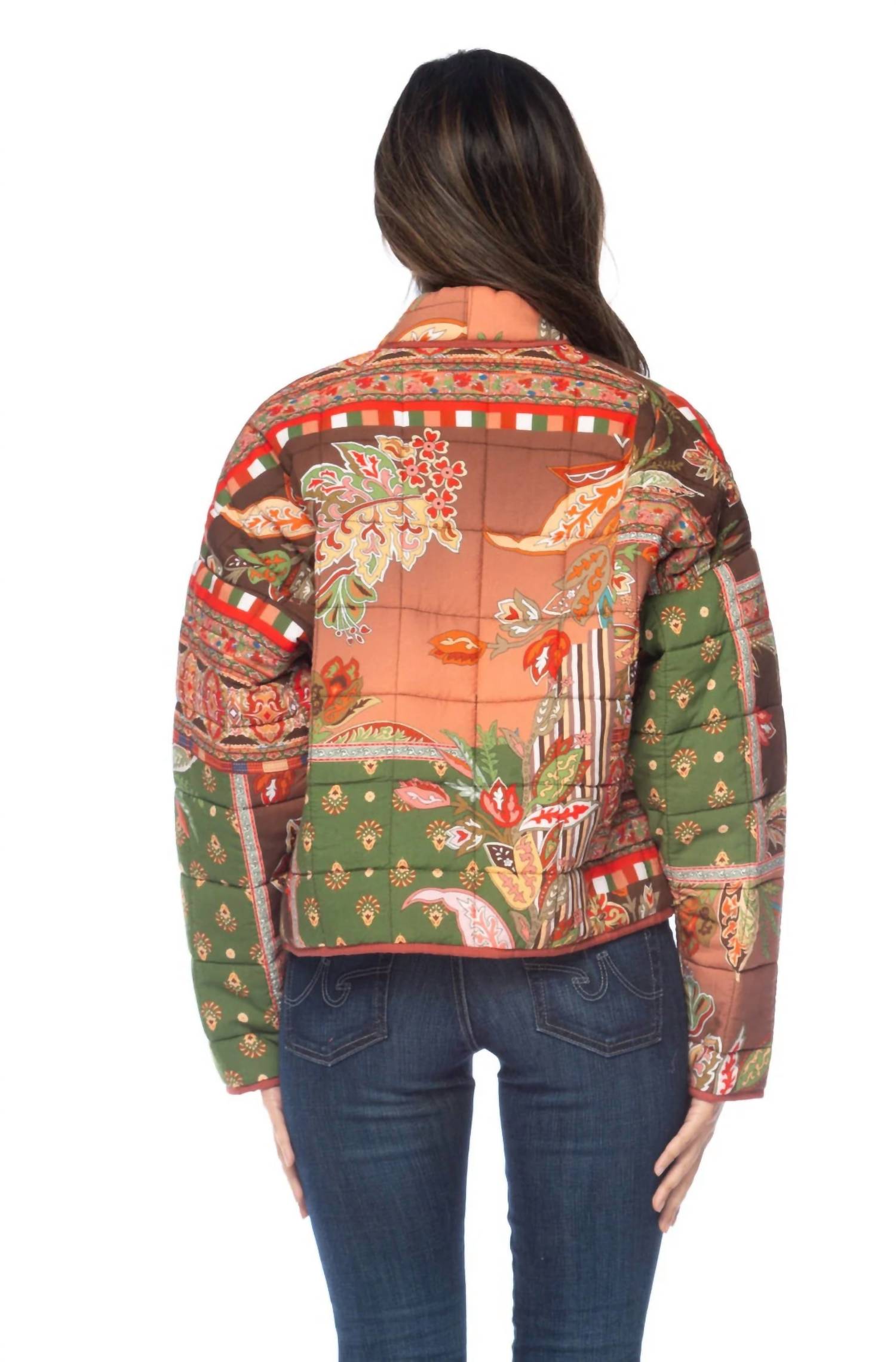 Tolani Aaron Quilted Jacket in green - women's jacket - detail view
