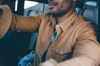Criquet Velour Pearl Snap Jacquard Top in whiskey - men's shirt - detail view