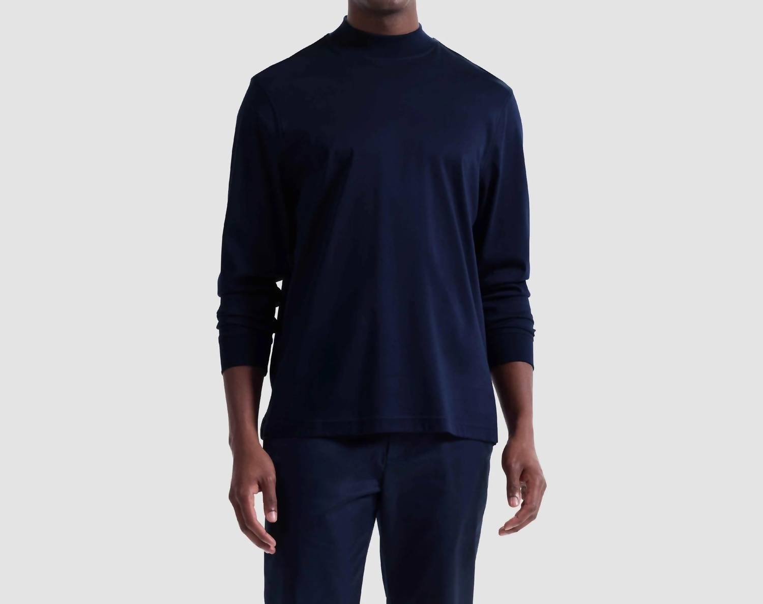 Bugatchi Uomo - Long Sleeve Mock Neck Cotton T-shirt