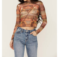 Rock & Roll Denim - Scenic Mesh Long Sleeve Top