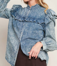 Flying Tomato - Acid Washed Denim Top