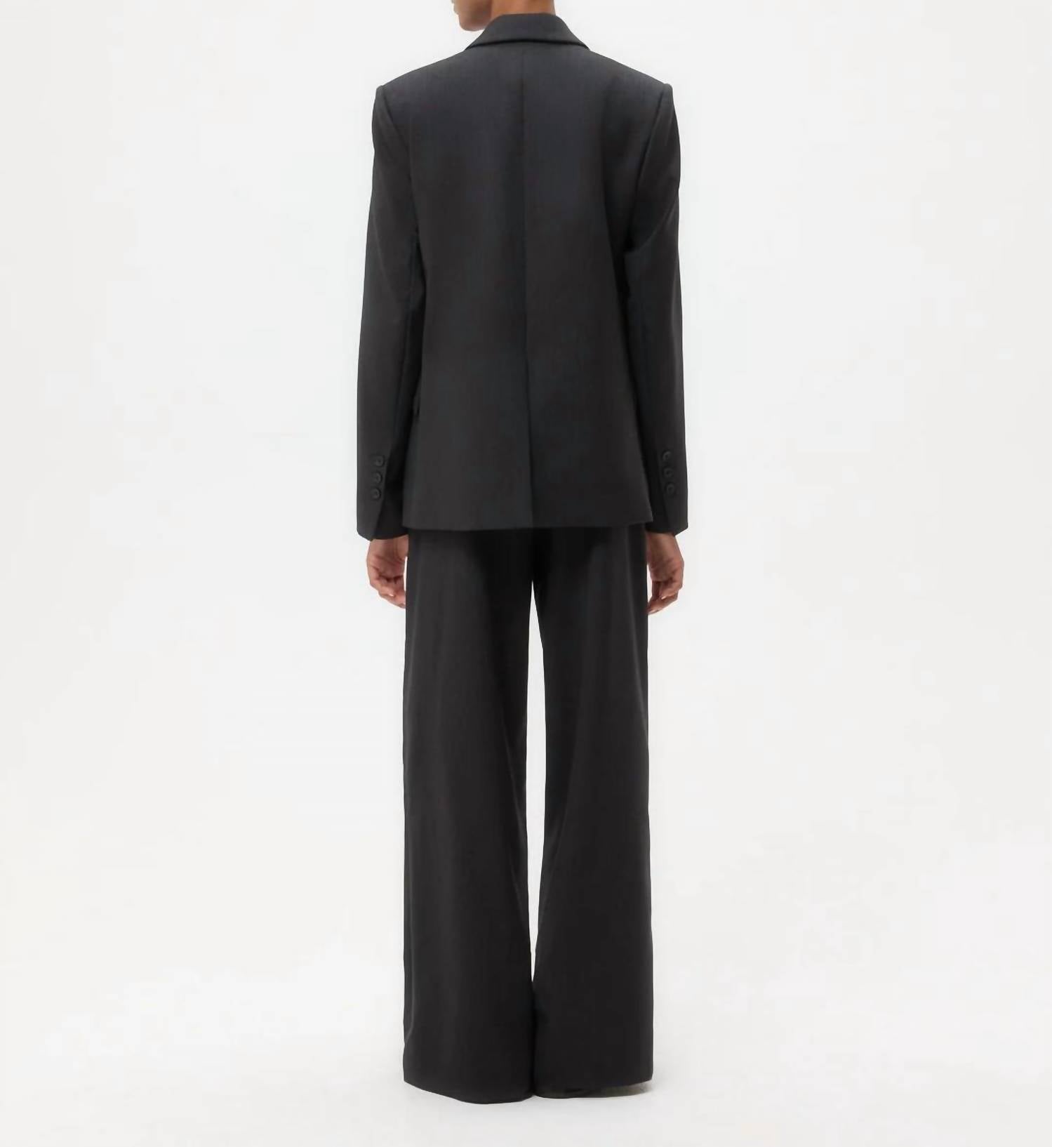 TWP Women's Perfect Boyfriend Blazer in charcoal - women's jacket - detail view