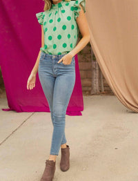 Voy - Polka Dot Tie Back Knit Top