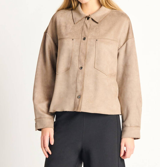 FAUX SUEDE BUTTON FRONT JACKET