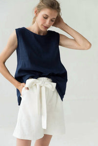 Le Muse - High Waisted Linen Short