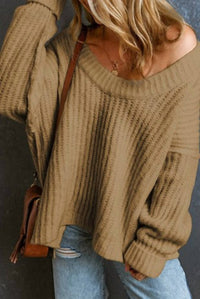 So Me - Soft Ribbed Knit Round Neck Slouchy Chunky Sweater