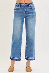 RISEN Full Size Slouchy Cropped Boyfriend Jeans in medium wash - women's jeans