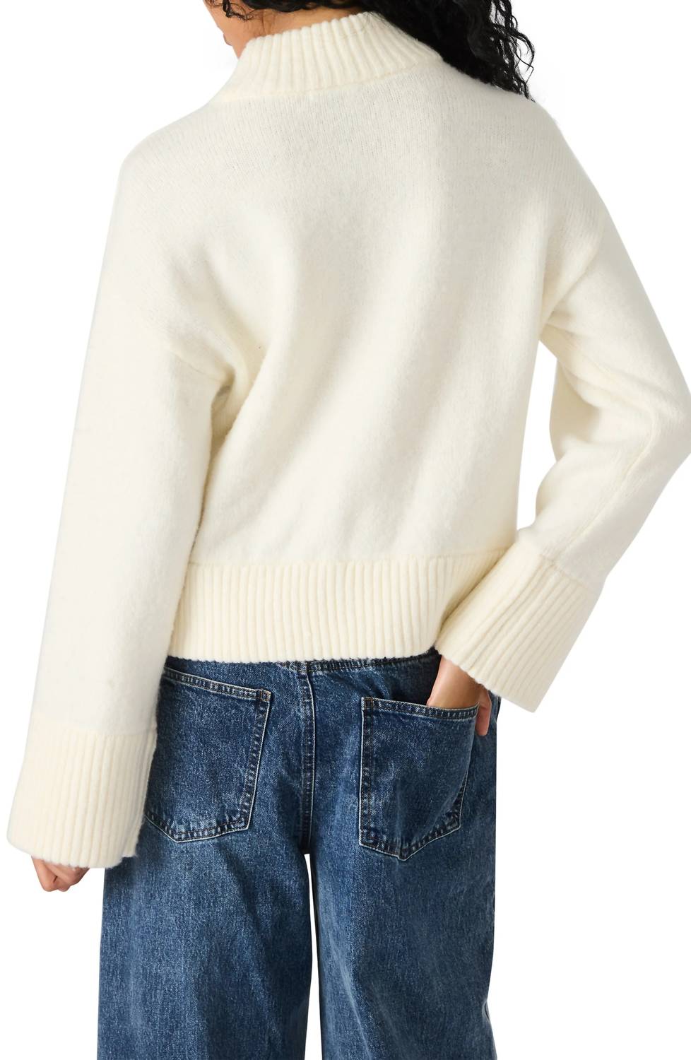 STEVE MADDEN Ivi Mock Neck Sweater in cream - women's sweater - detail view