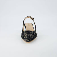 Cushionaire - Women's Buzz Kitten Heel Sling Back Tweed Dress Shoe