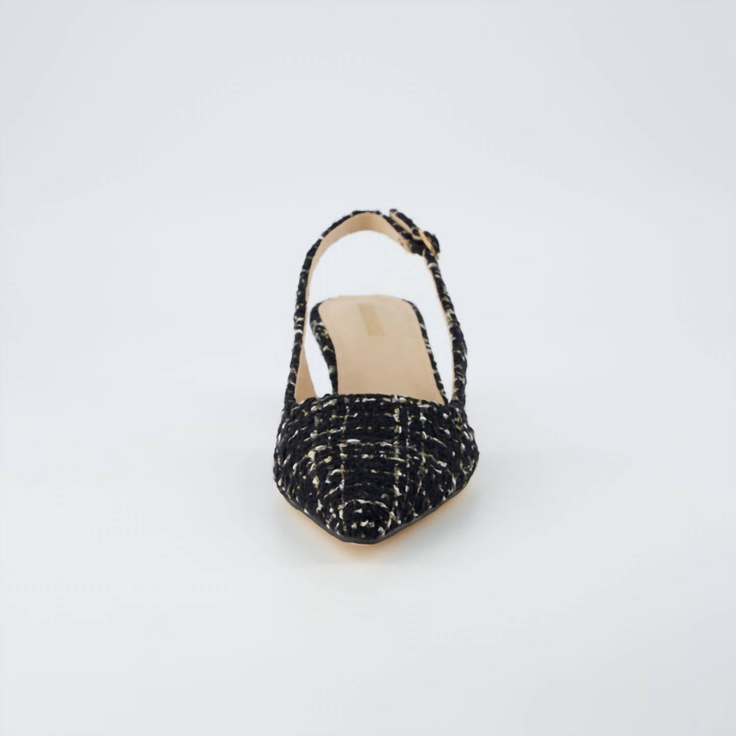 Cushionaire - Women's Buzz Kitten Heel Sling Back Tweed Dress Shoe