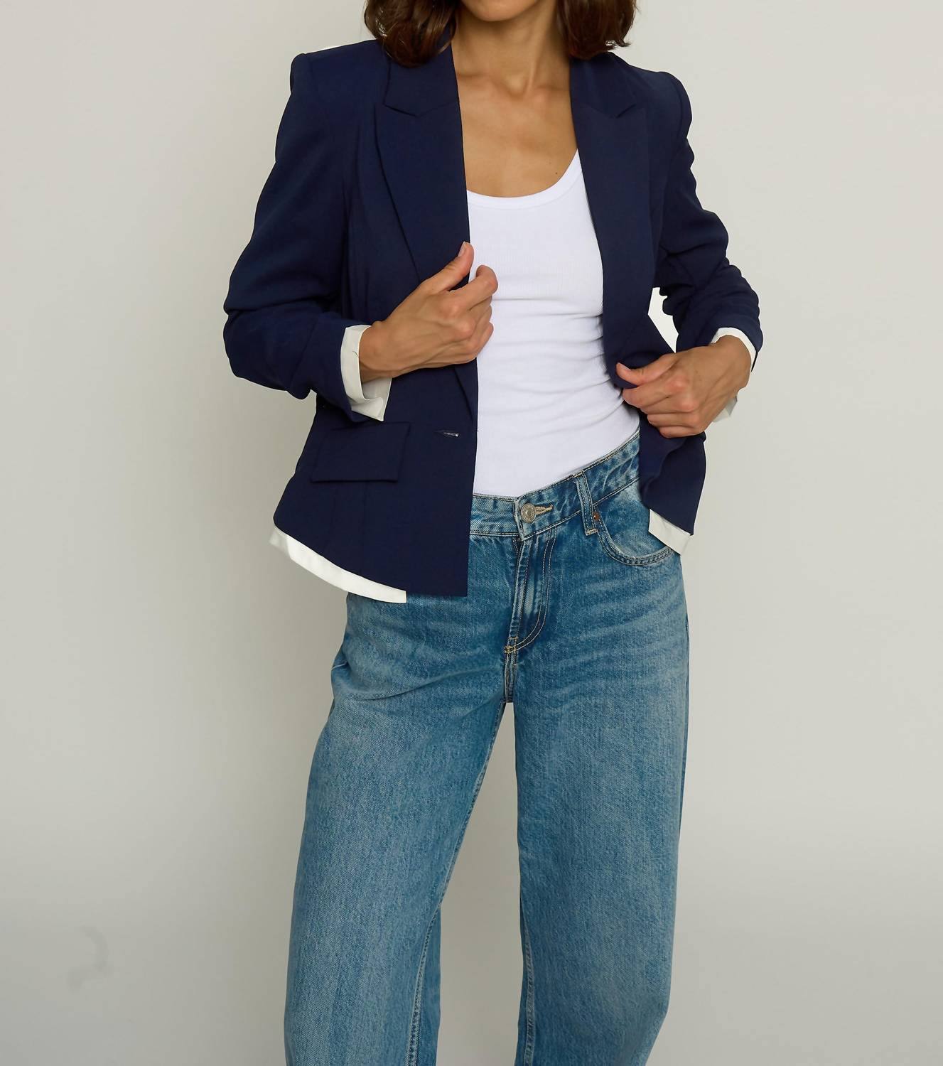 Central Park West - Scrunched Sleeve Blazer With Shirting