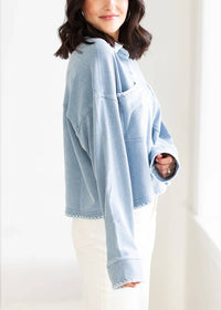 Z Supply - Day Knit Denim Crop Whipstitch Jacket