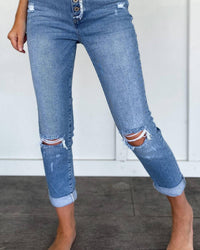 Kancan - The Serena Cuffed High-rise Mom Jeans