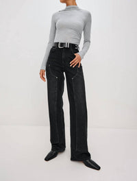 Rails Getty Workwear Wide Leg Jeans in onyx - women's pants