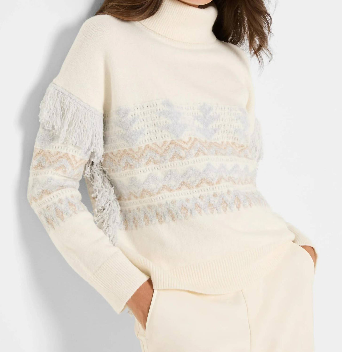 Nic + Zoe - Tinsley Trimmed Fringe Sweater