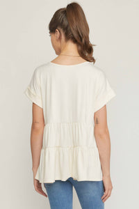 Entro - Round Neck Short Sleeve Tiered Tunic