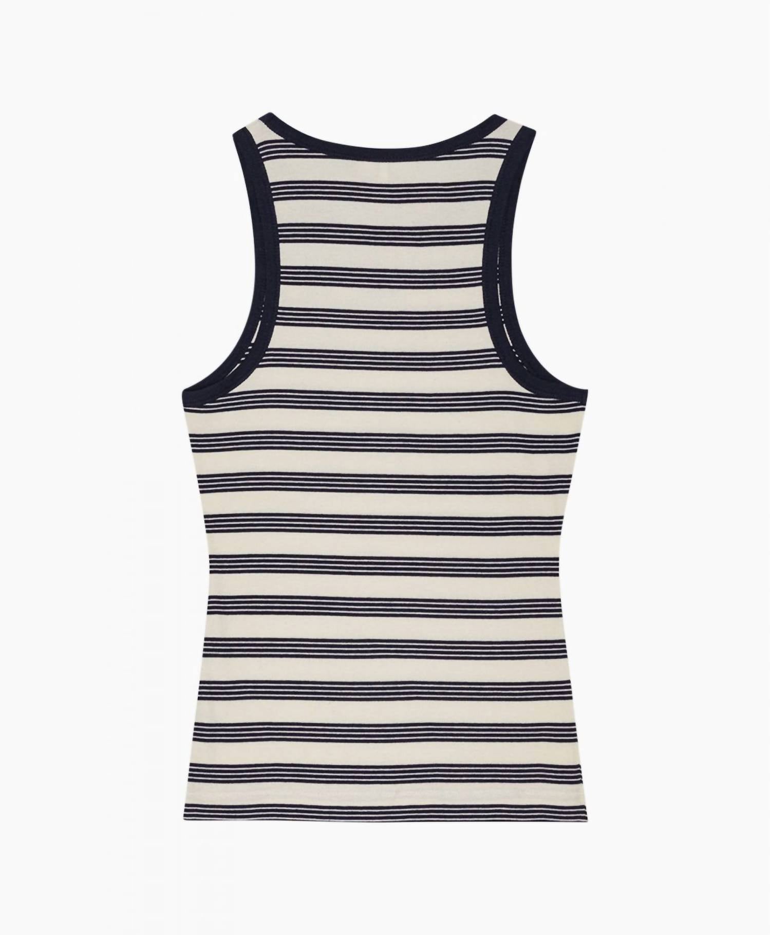 Ganni - Striped Soft Cotton Rib Tank Top