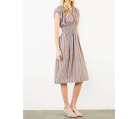 Thml - Striped Smocked Waist Short Sleeve Dress