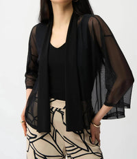 Joseph Ribkoff - Open Front 3/4 Sleeves Mesh Cover-up Jacket