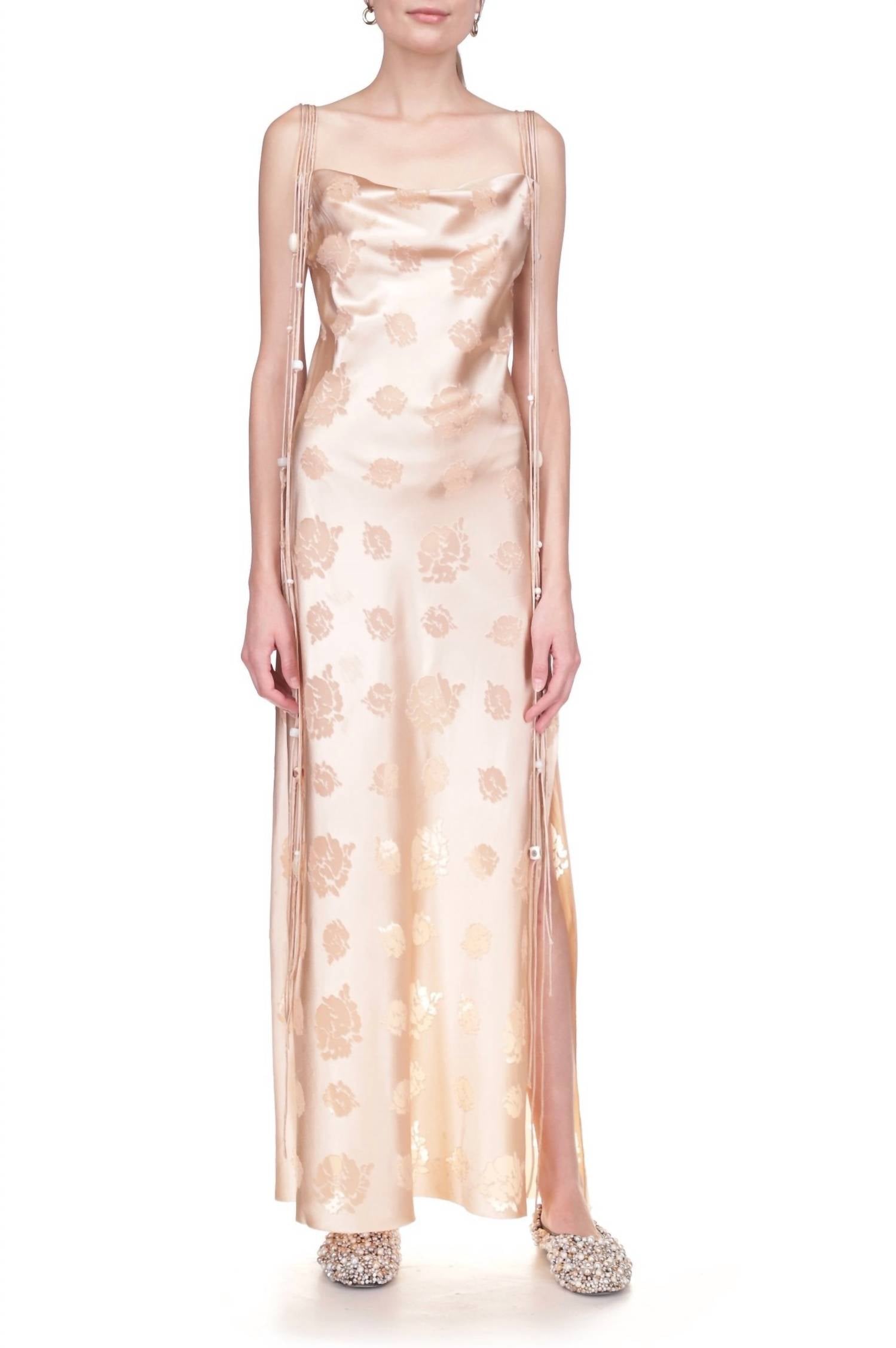 Marina Moscone - Floral Print Sleeveless Slip Dress