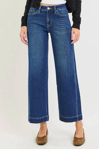 Risen - Mid Rise Ankle Wide Leg Jeans