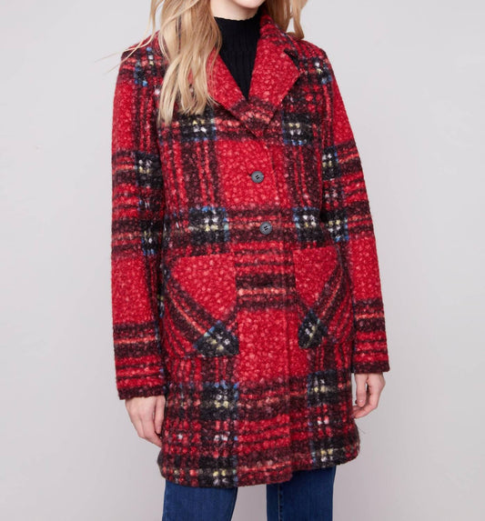Charlie B - Plaid Boucle Long Coat