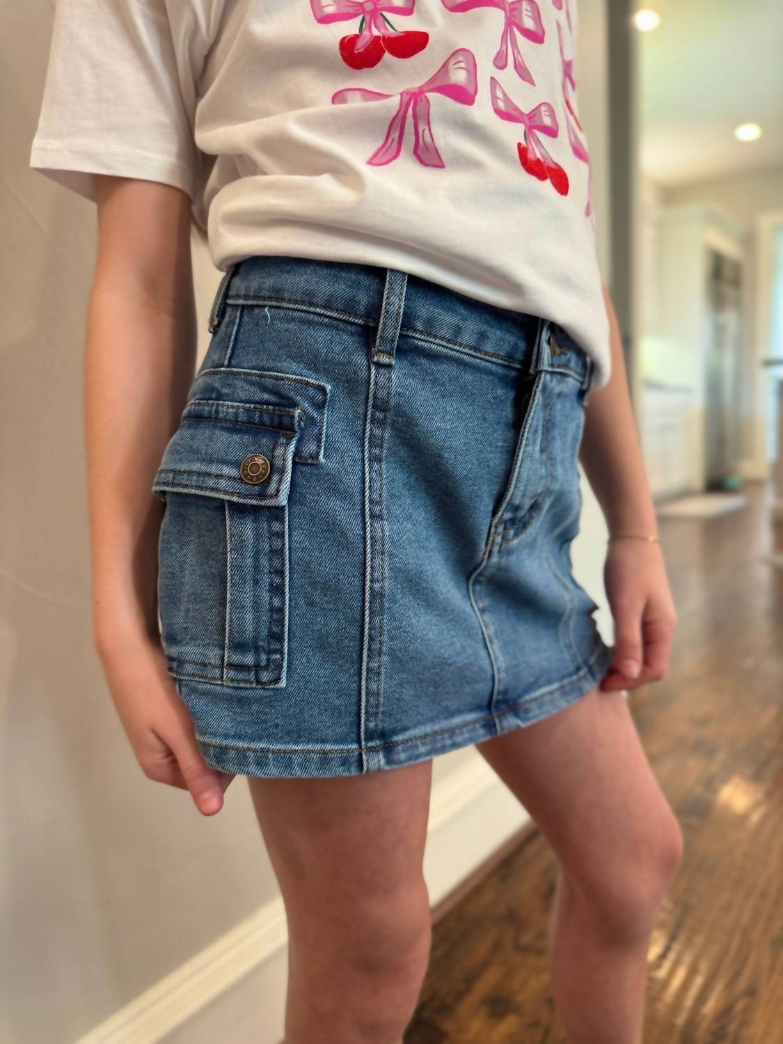 Tractr - Girl's Cargo Denim Skirt