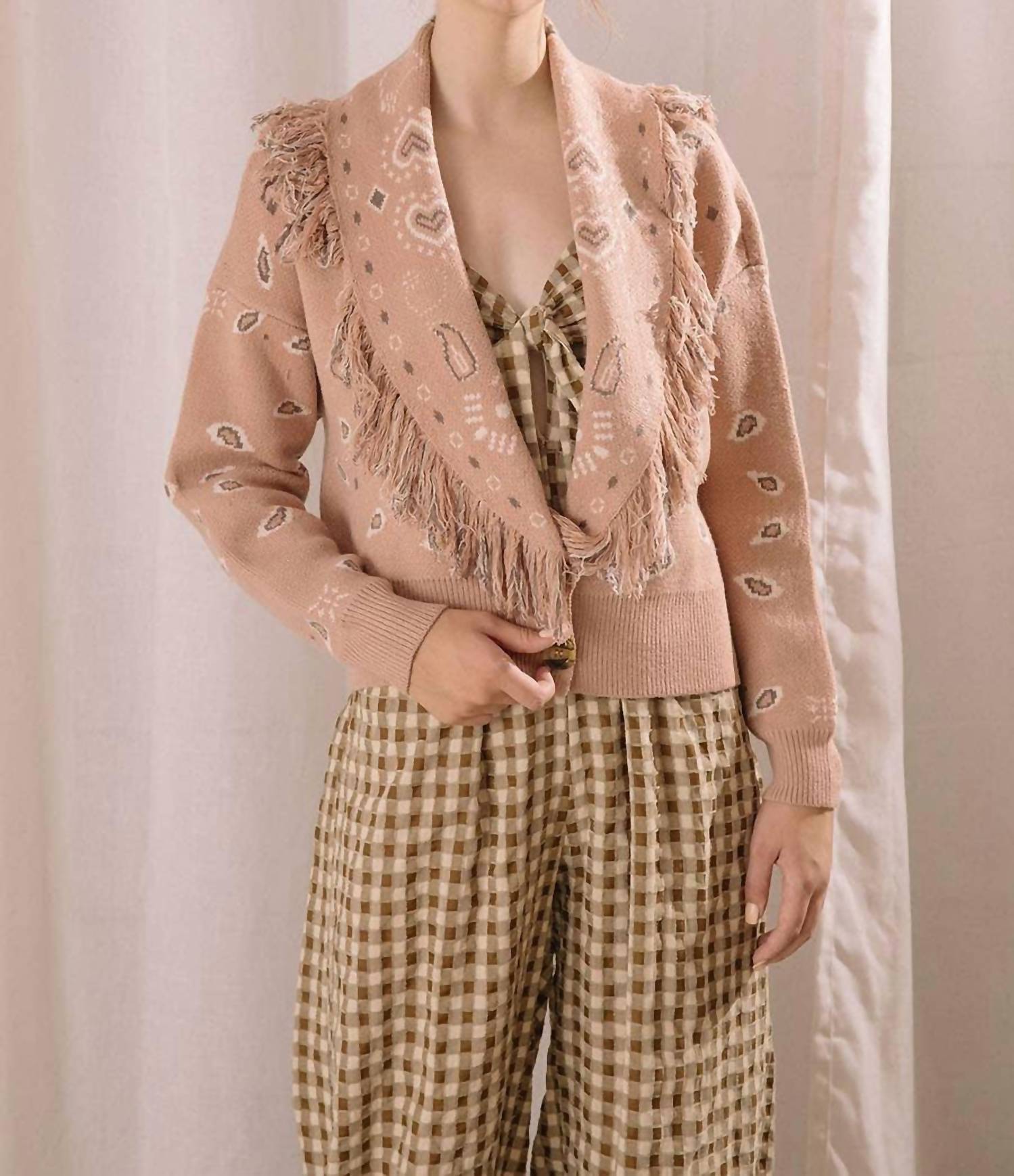 Storia - Paisley Fringe Knit Cardigan
