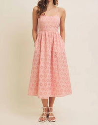In February - Sweetheart Floral Laser Cut Gingham Midi Dress