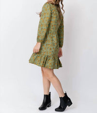 Mata Traders Erin Floral Mini Dress in green - women's dress - alternate view