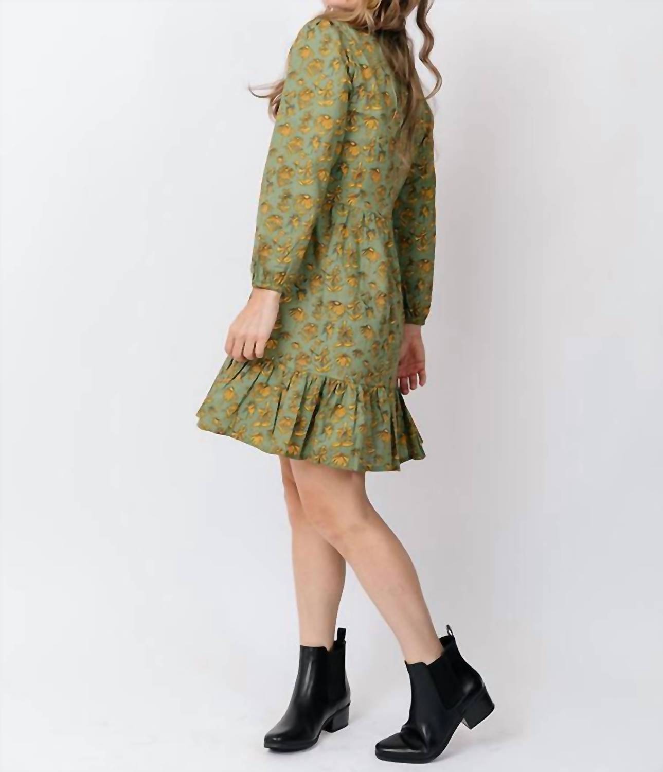 Mata Traders Erin Floral Mini Dress in green - women's dress - alternate view