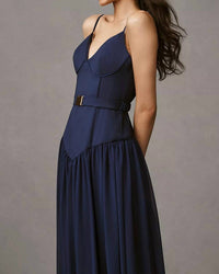 Hutch - Ruby Sleeveless Bustier Belted Drop-waist Maxi Dress