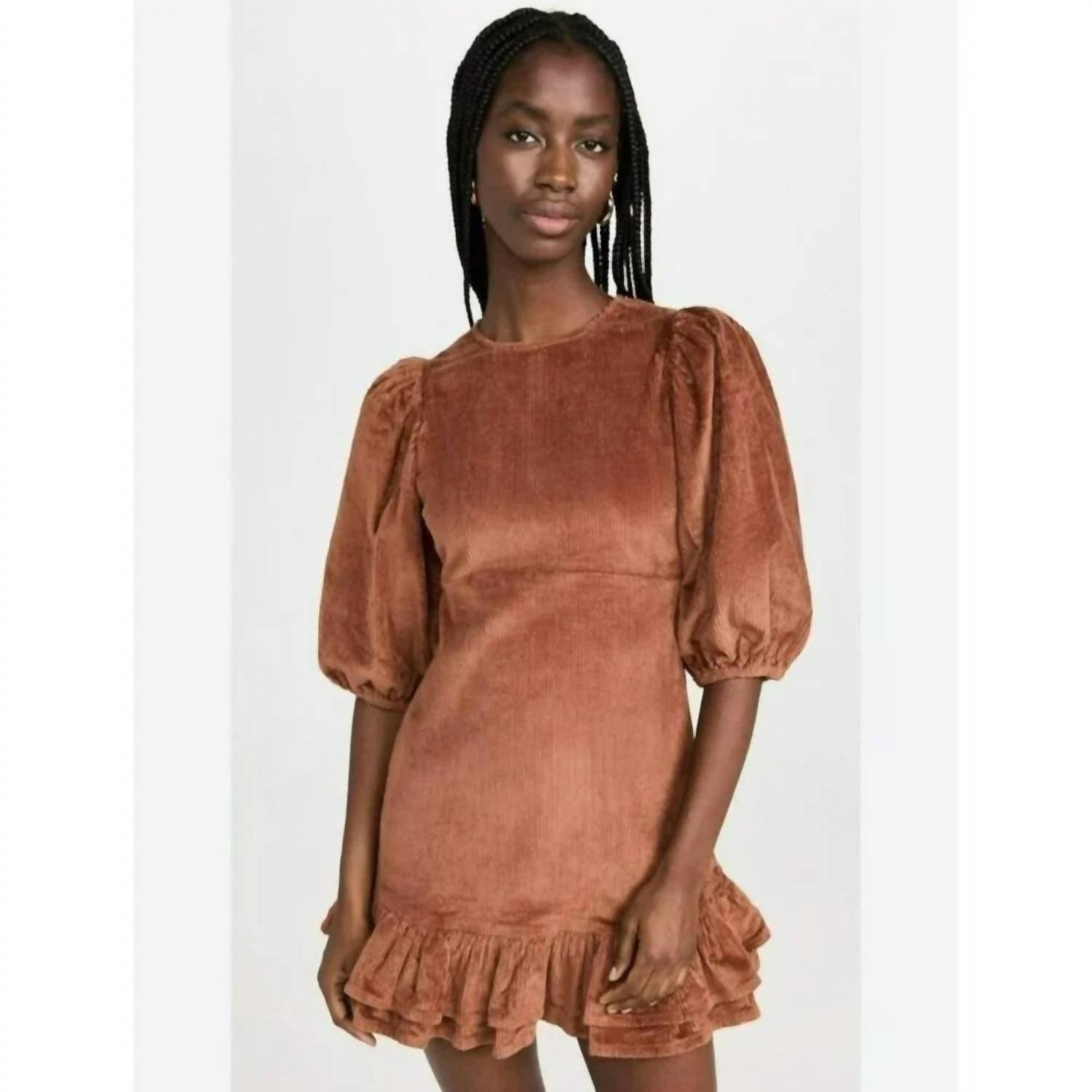 Bytimo - Corduroy Mini Flounce Dress
