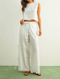 Miou Muse - Embroidery Side Tie Pants