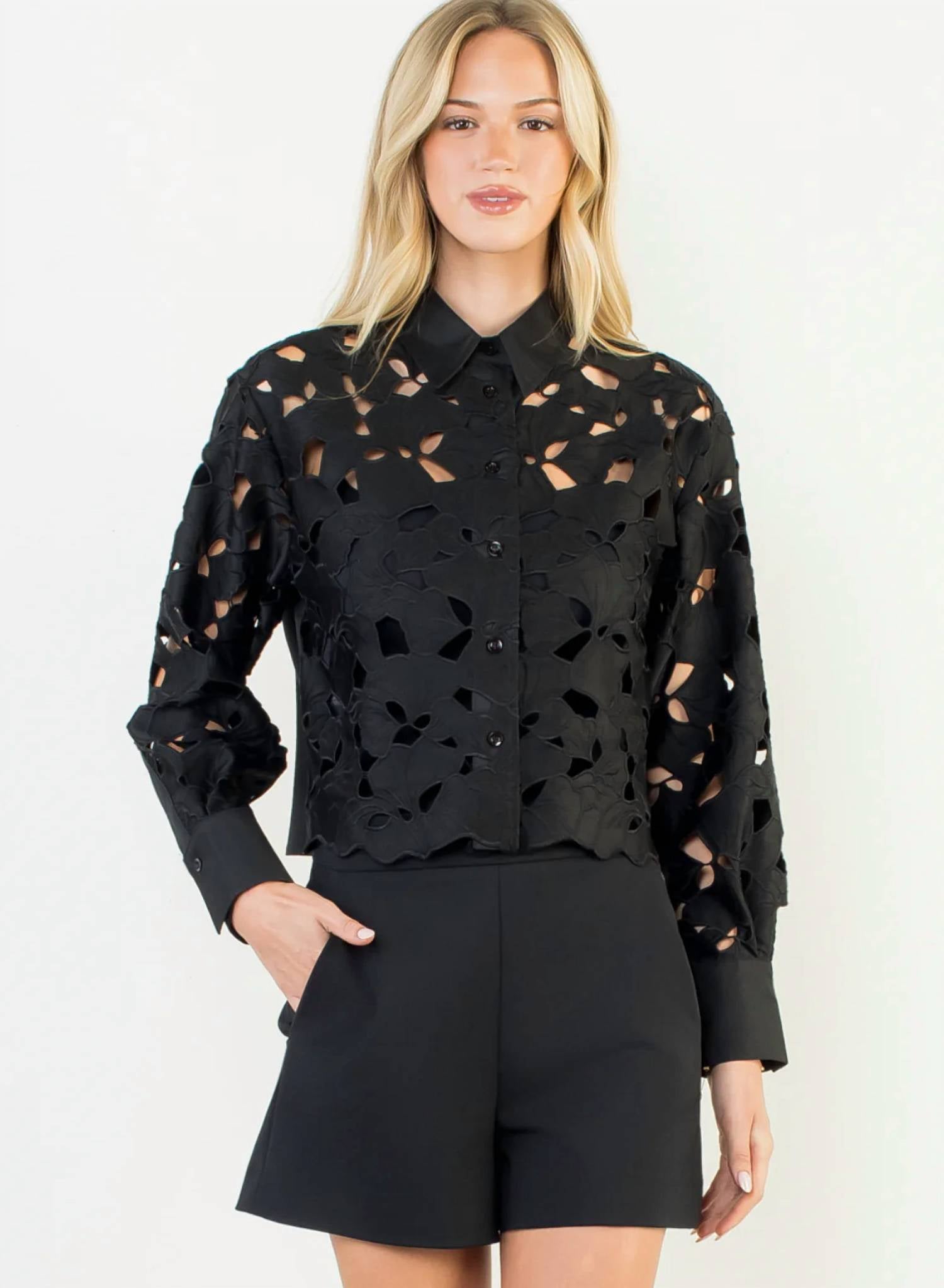 Thml - Berkley Eyelet Detailed Long Sleeve Top