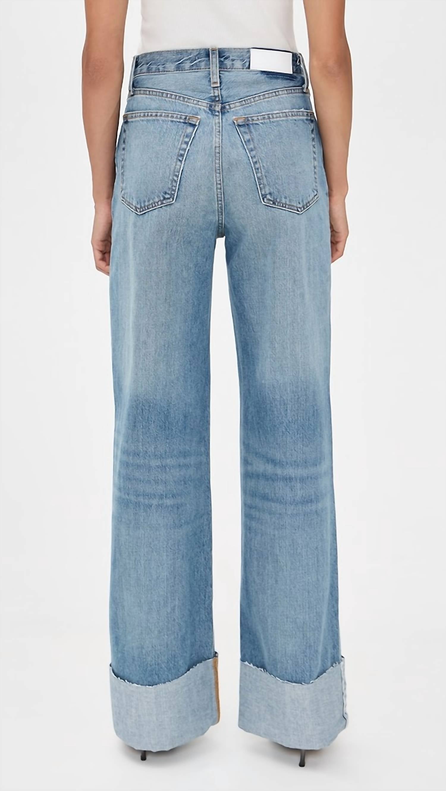 Re/Done - High Rise Wide Leg Cuff Jeans