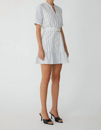 js71 Starla Dress in white black stripe - women's dress - detail view