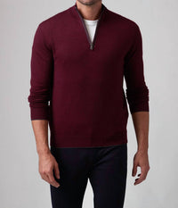 Raffi Palmer Mock Zip Sweater in merlot - men's sweater