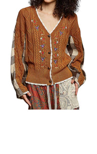 Pol - V-neck Embroidered Cardigan