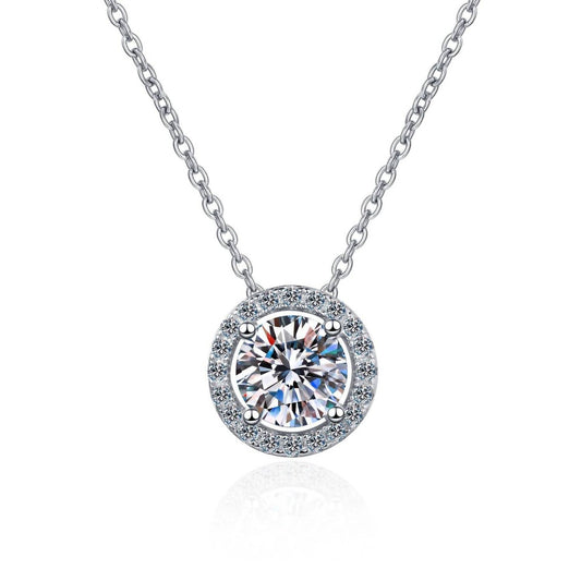 Bling Jewelry - Women's Four-prong Moissanite Halo Necklace