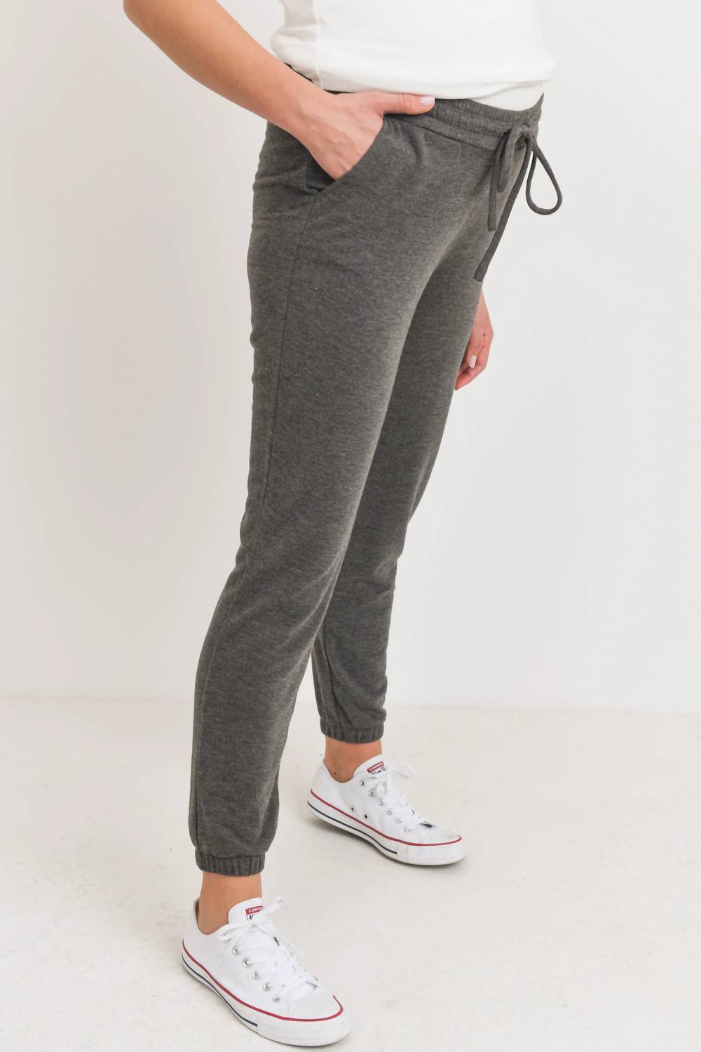 Two-Tone Brushed Terry Maternity Sweatpants