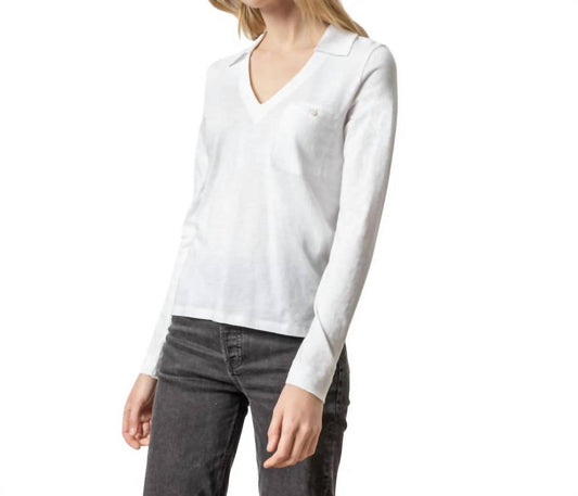 Lilla P - Women's Long Sleeve Collared V Neck