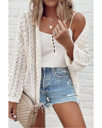 Shewin - Crochet Open Knit Cardigan