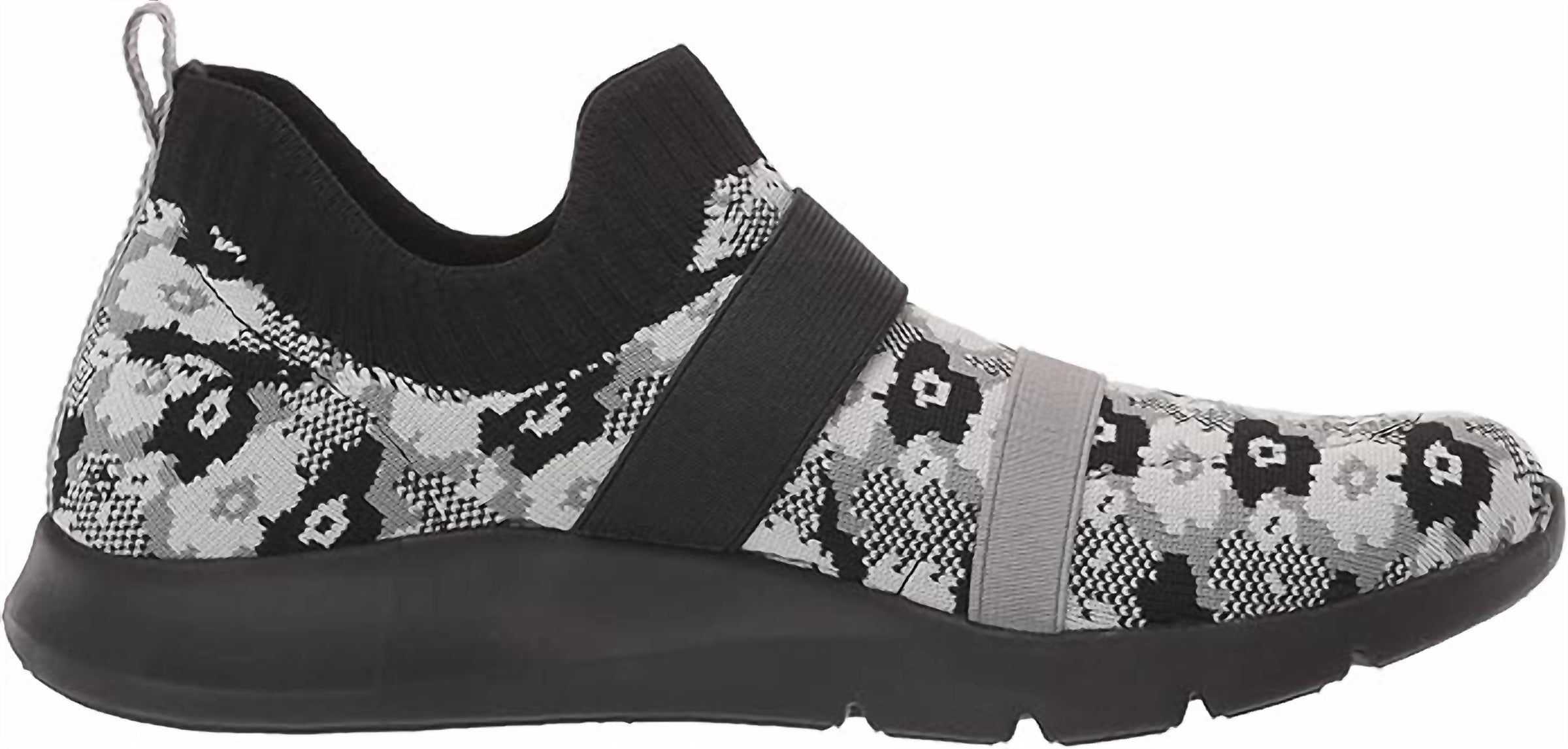 Spenco Women's Karma Stretch Floral Shoes in black white - women's sneaker - detail view