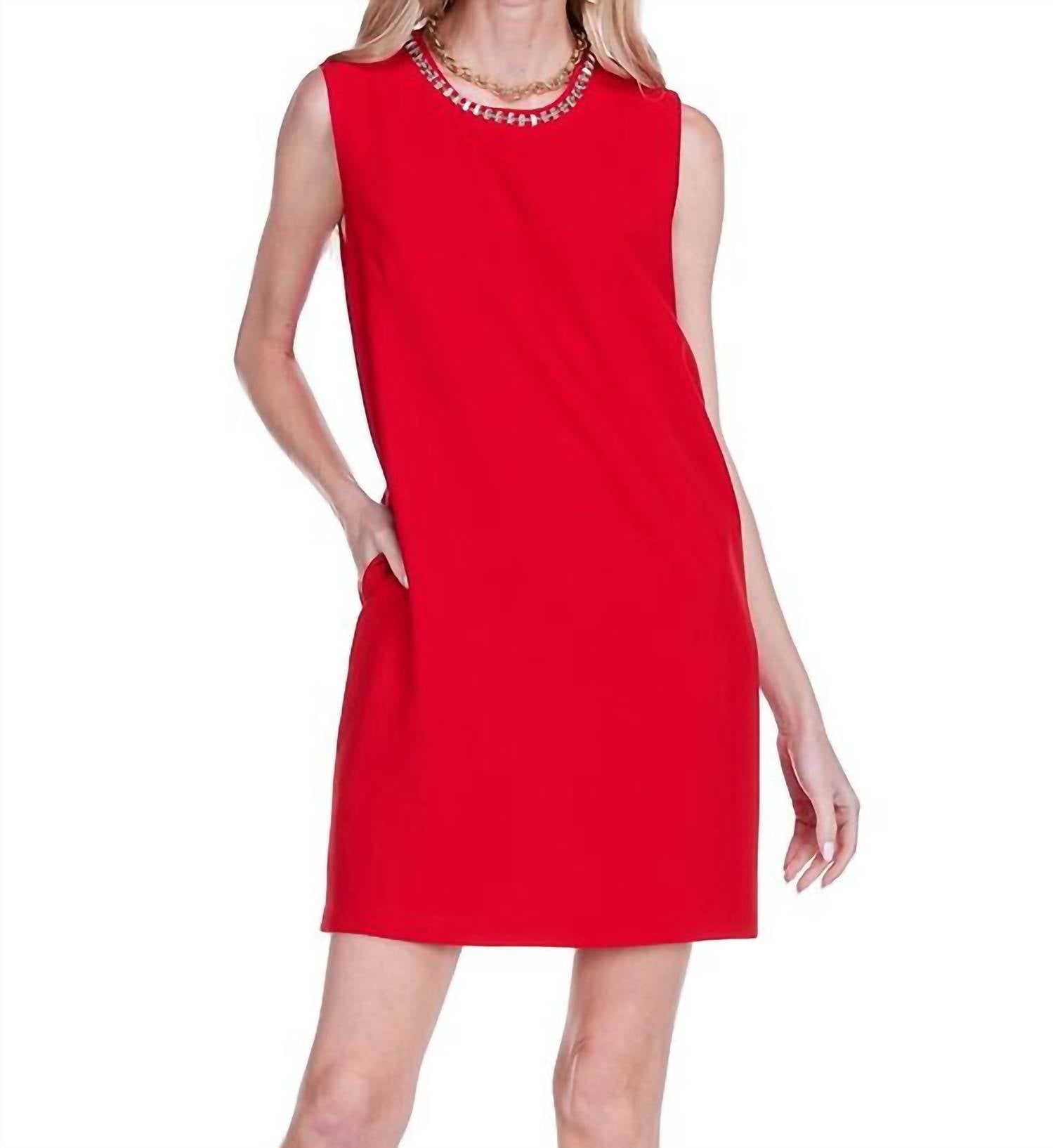 Jade - Embellished Neck Shift Dress